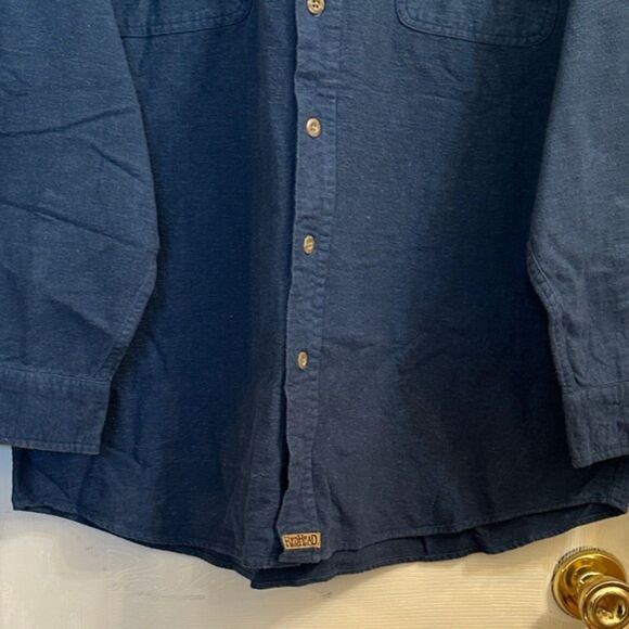 Red Head Button Down Flannel Shirt Mens Large Outdoor Work Blue Long Sleeve Fall - Picture 3 of 11